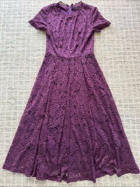 Dress Tells purple lace overlay dress, size small teen/tween